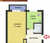 1-комн, 30.8кв м, этаж 5/5 Текстильщиков пр-кт, 5Г