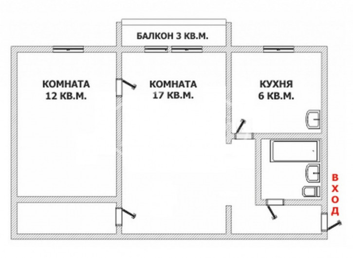 2-комн квартира улица Суворова, 9