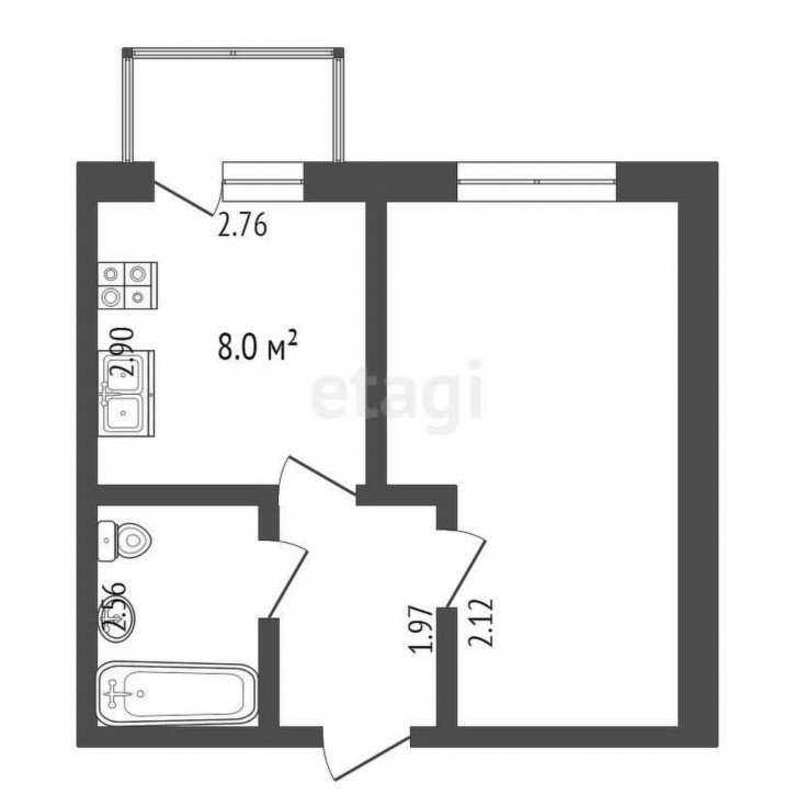 1-комн квартира Нагорная, 20б