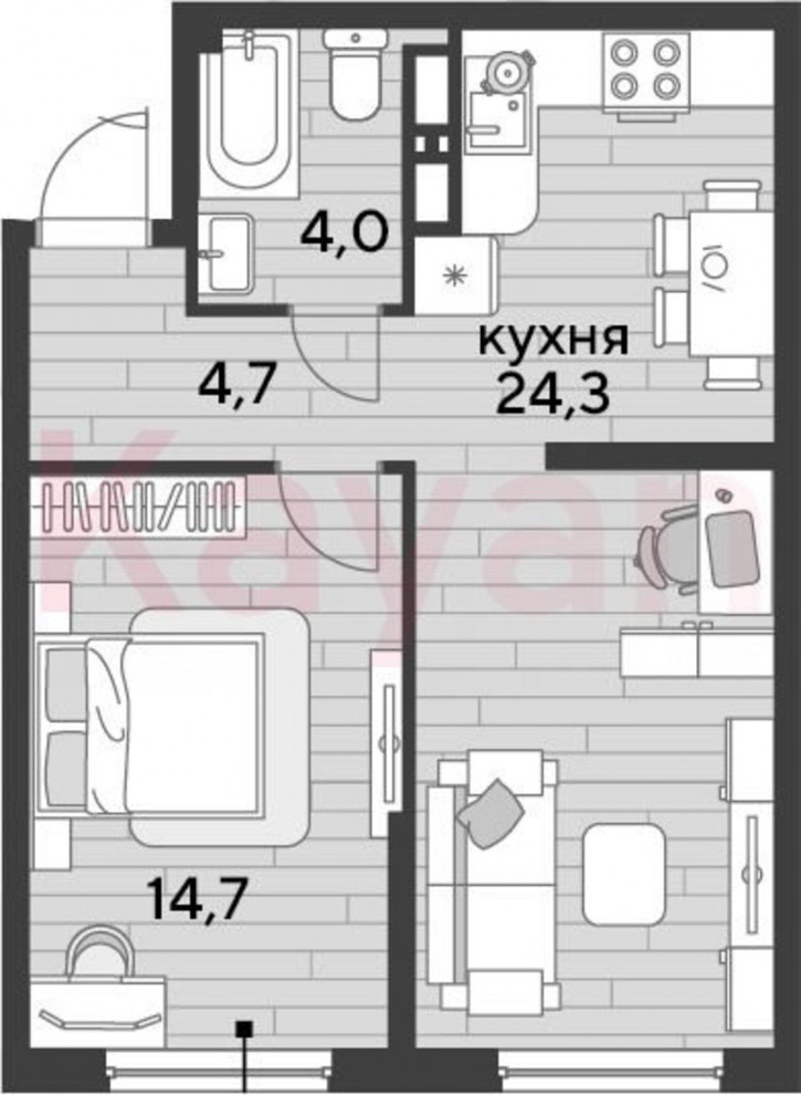 1-комн квартира в новом доме ул Западный Обход