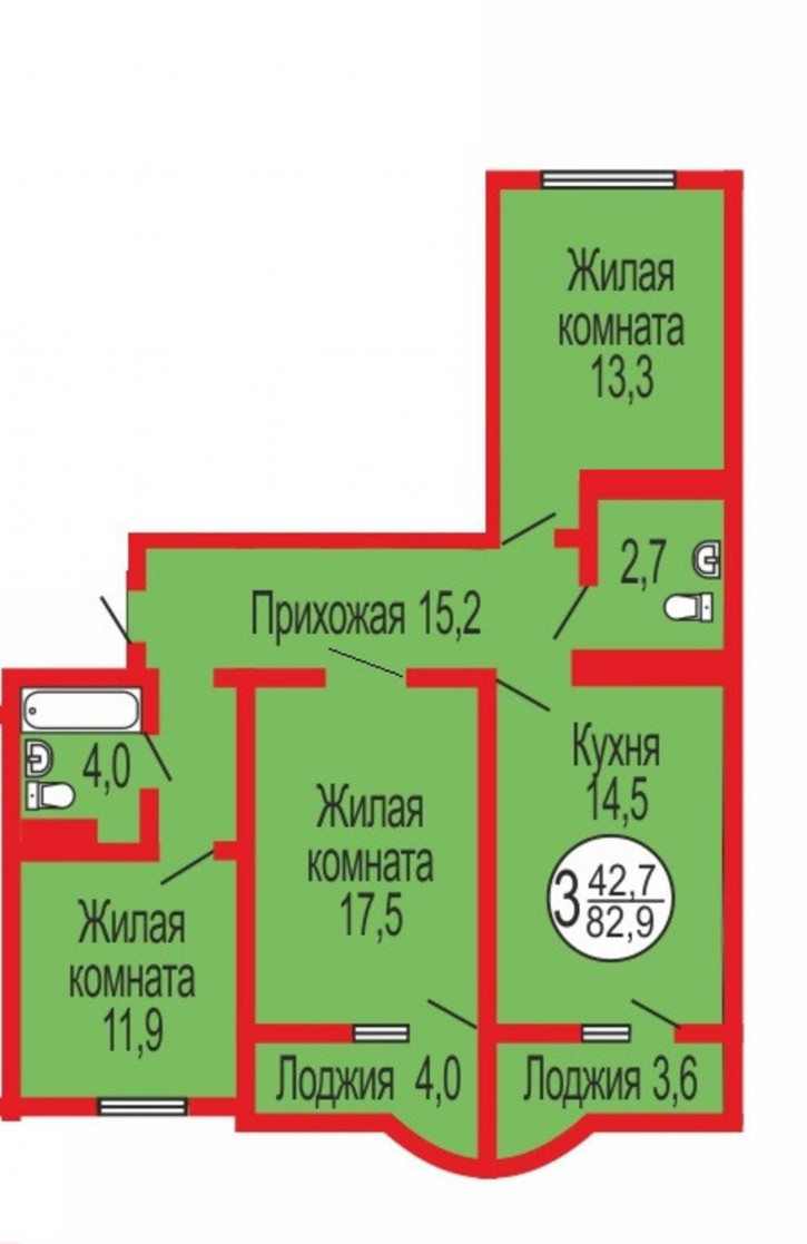 3-комн квартира в новом доме Уральская улица, 2/24