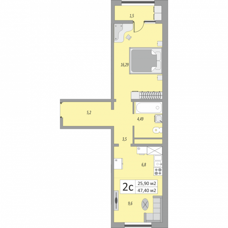 2-комн квартира в новом доме улица Юркина, 8