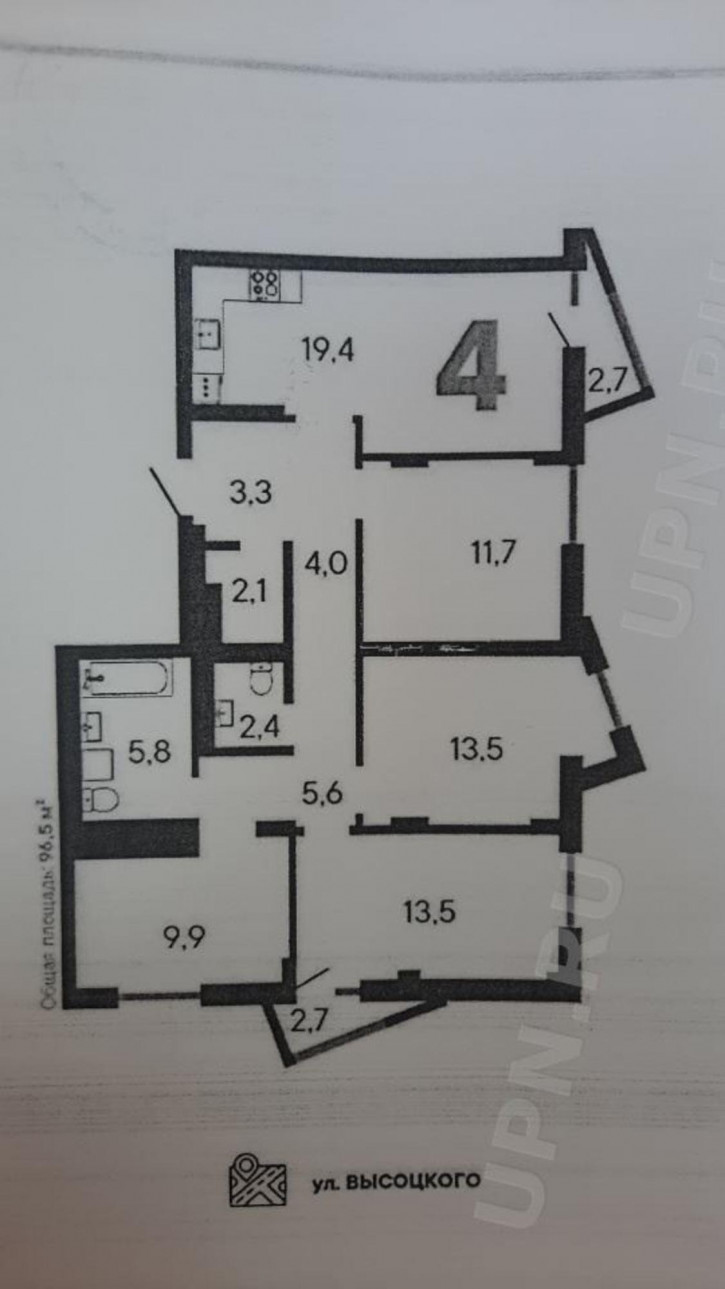 4-комн квартира высоцкого, 7/а