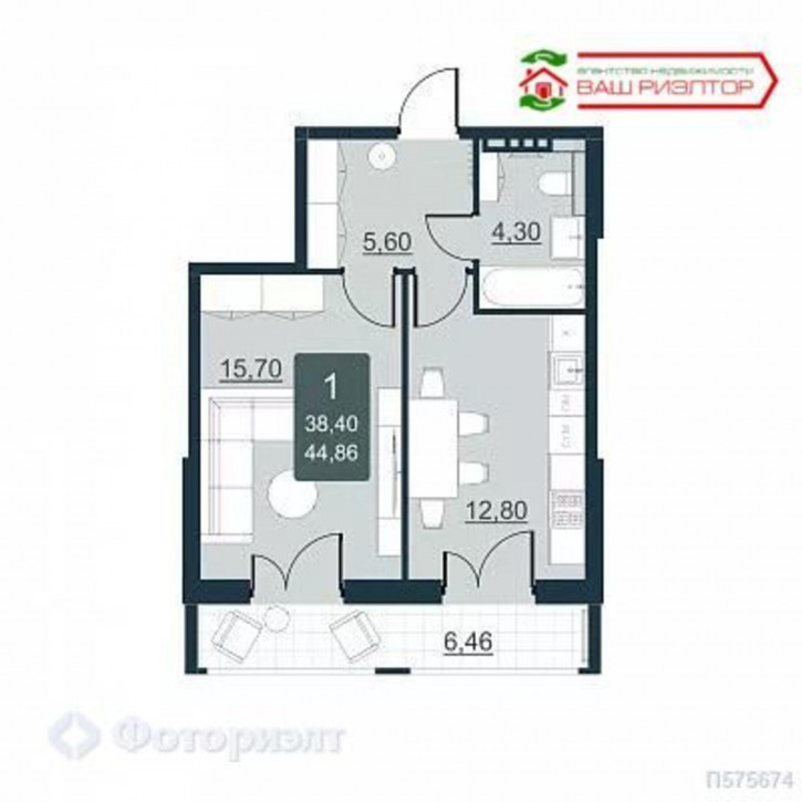 1-комн квартира в новом доме Виктора Аржаного ул, 5