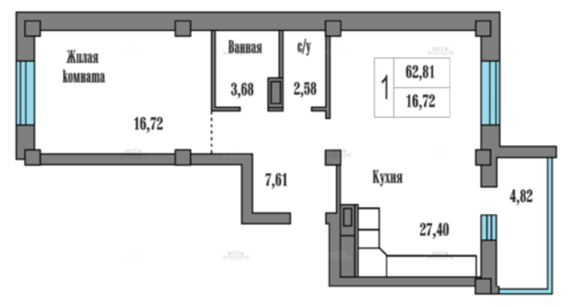 Купить квартиру за 7 816 800 рублей на Знаменская улица,7