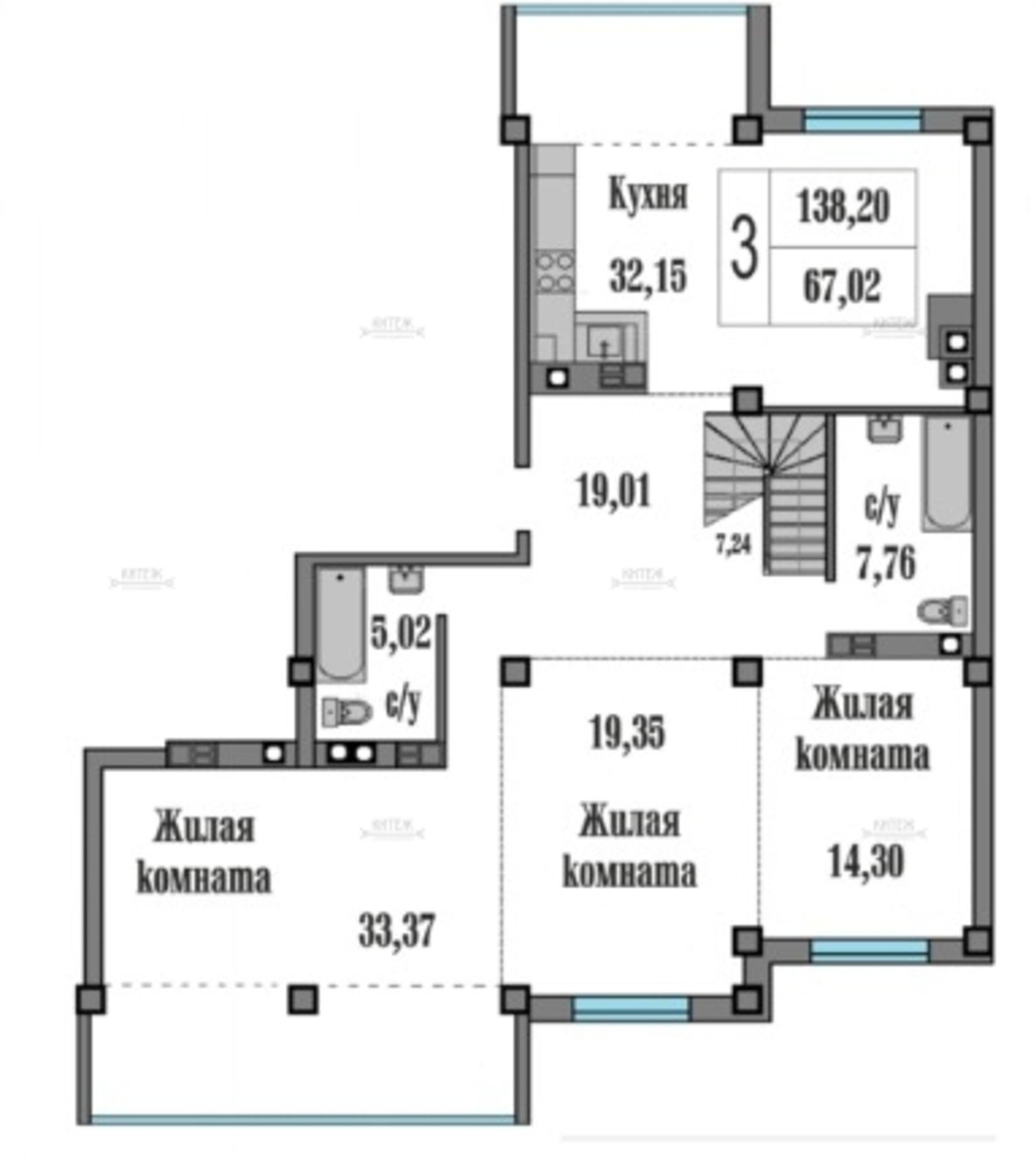 Купить квартиру за 23 112 600 рублей на Знаменская улица,7