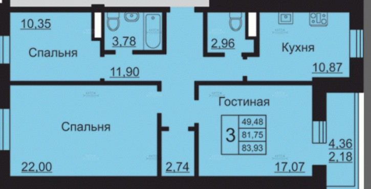 3-комн квартира Пухова улица,56