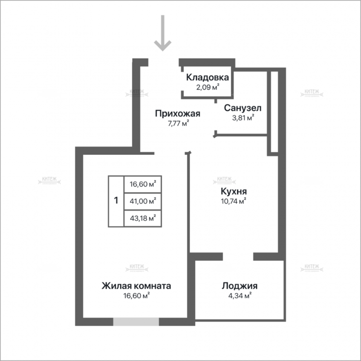 1-комн квартира Серафима Туликова улица