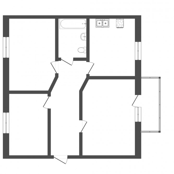 3-комн квартира Лесная, 2б