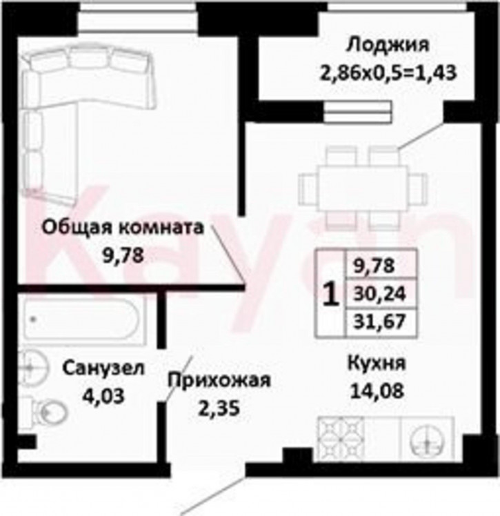 1-комн квартира в новом доме Северная улица