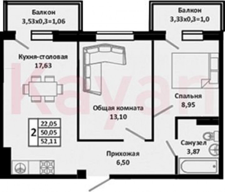 3-комн квартира в новом доме Северная улица