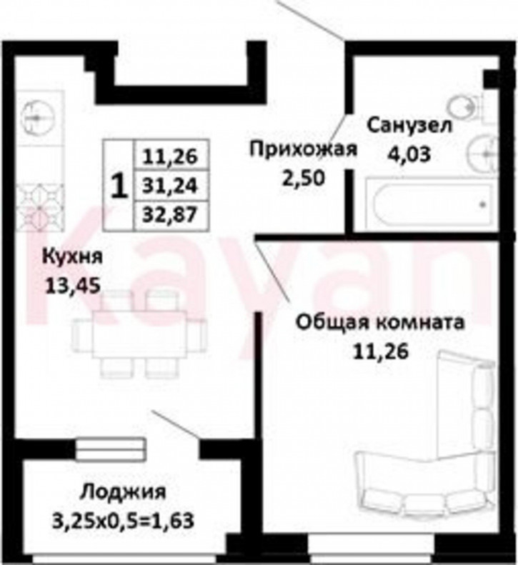 1-комн квартира в новом доме Северная улица