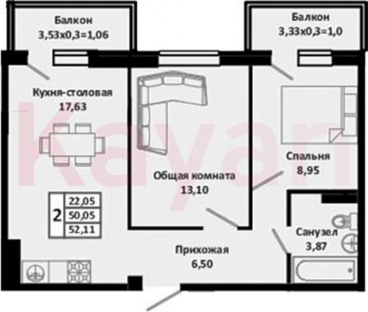3-комн квартира в новом доме Северная улица