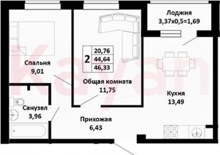 3-комн квартира в новом доме Северная улица