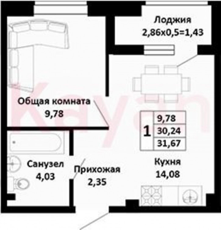 2-комн квартира в новом доме Северная улица