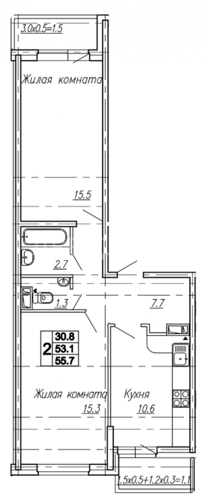 2-комн квартира улица Нансена, 83к2