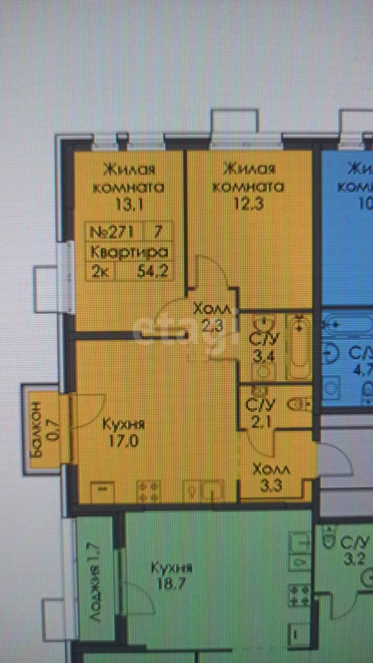 2-комн квартира в новом доме Полевая, 117/8