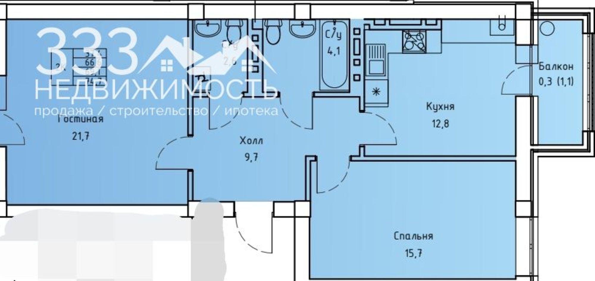 Купить квартиру за 6 688 000 рублей на Морских пехотинцев ул, Д.15В