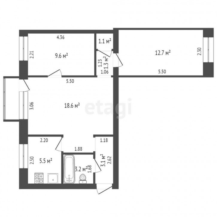 3-комн квартира Спорта, 1г