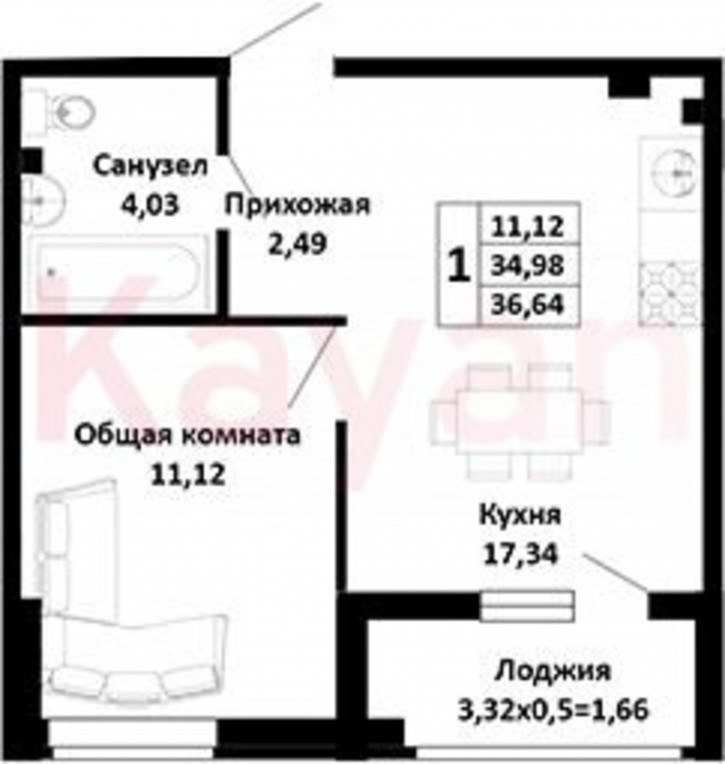 1-комн квартира в новом доме Северная улица
