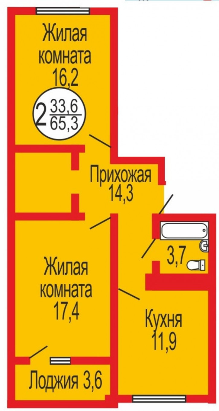 2-комн квартира в новом доме Уральская улица, 14