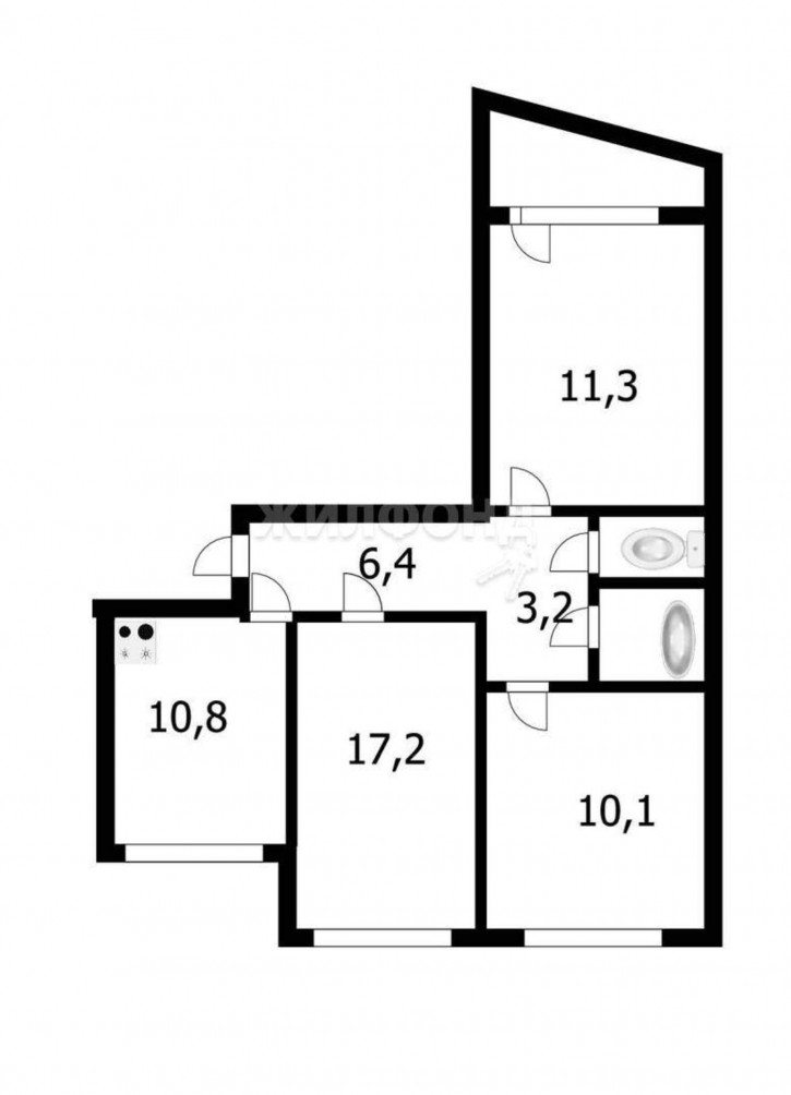 3-комн квартира Троллейная улица, д.18