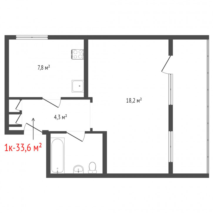 1-комн квартира Сыромолотова, 26 к 2