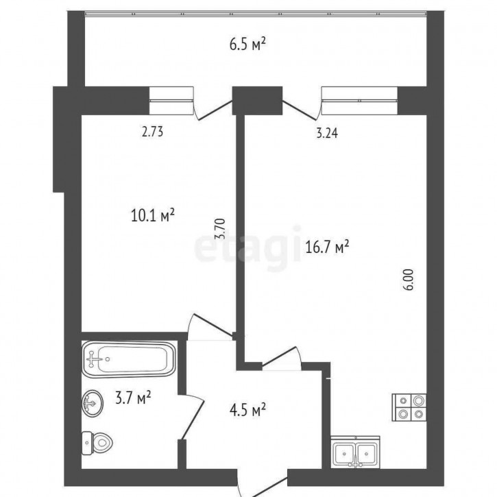 1-комн квартира Эрвье, 16