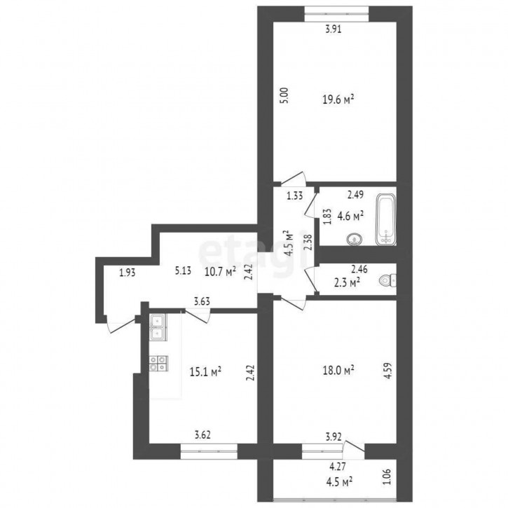 3-комн квартира Пермякова, 88