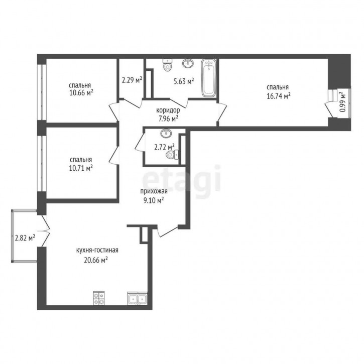 3-комн квартира Газовиков, 38