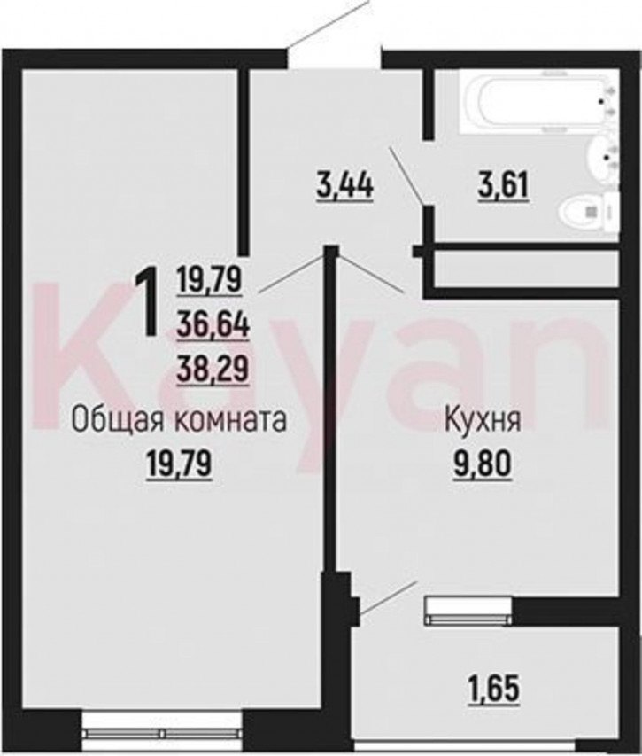 1-комн квартира в новом доме ул Заполярная