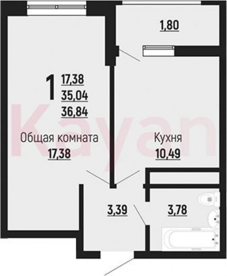 1-комн квартира в новом доме ул Заполярная