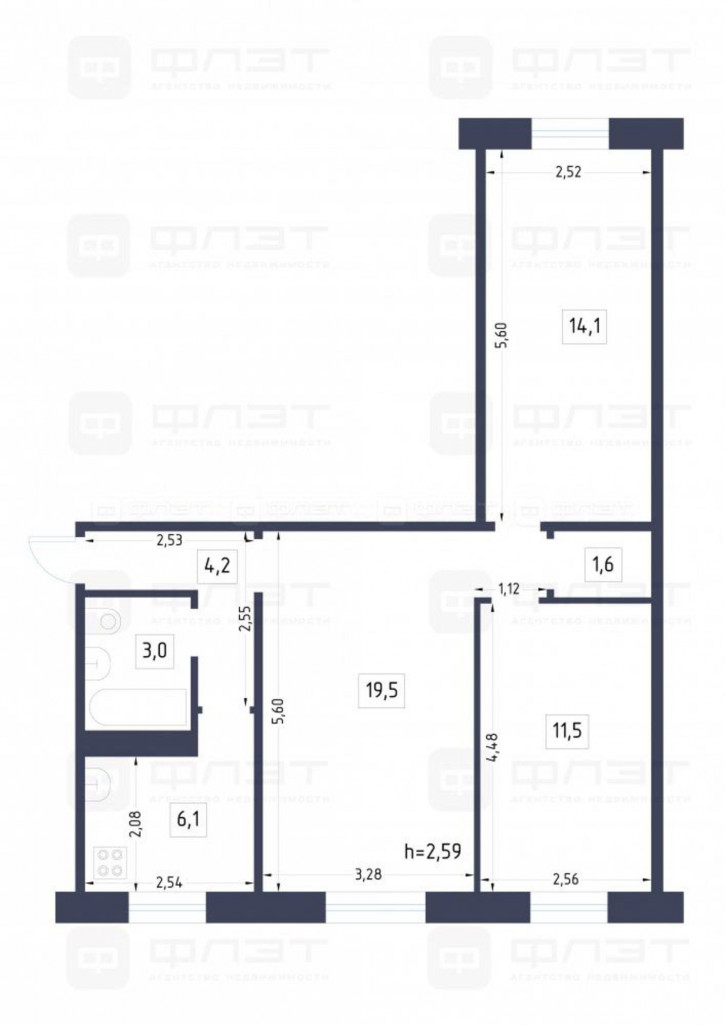 3-комн квартира ул. Блюхера, дом 83