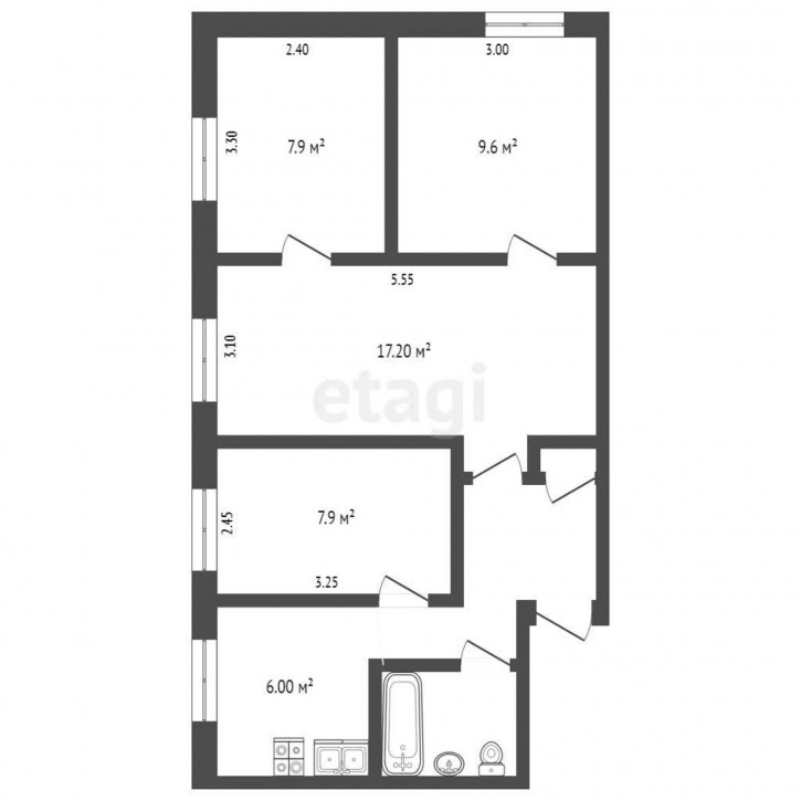 4-комн квартира Глинки, 2а