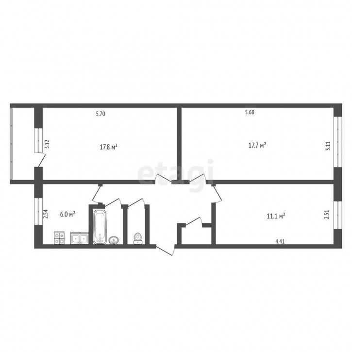 3-комн квартира Моторная, 6
