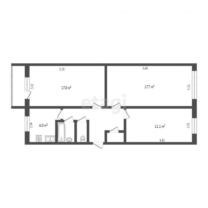 3-комн квартира Моторная, 6