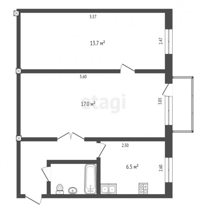 2-комн квартира Круговая, 8а