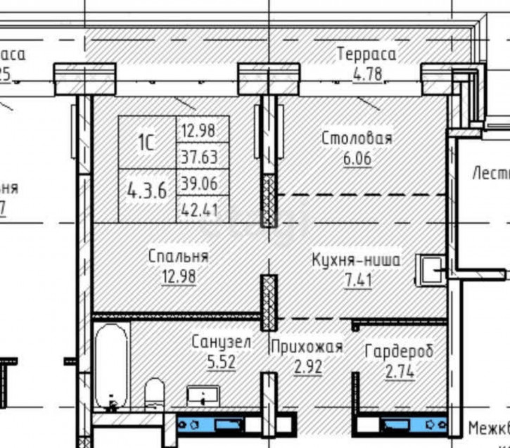 1-комн квартира в новом доме Причальная, 7