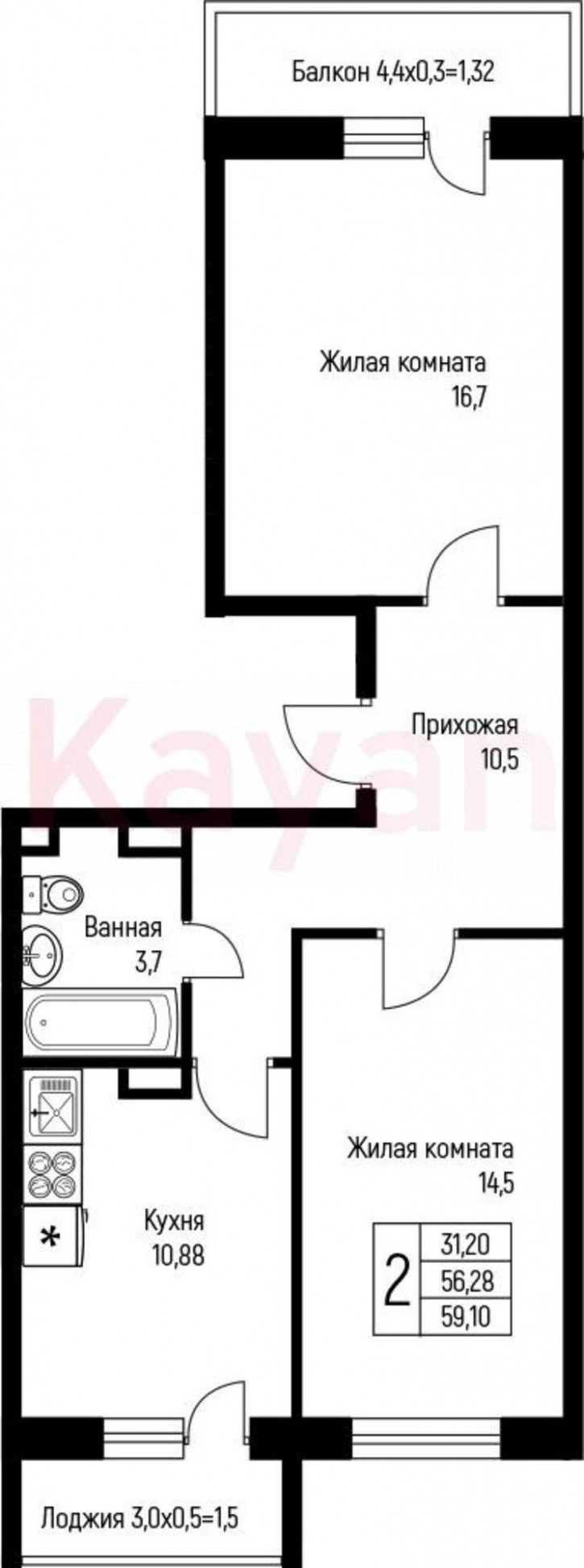 2-комн квартира в новом доме ул им. Лодыгина А.Н.