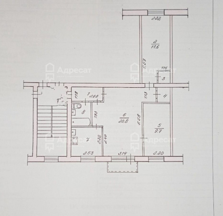 3-комн квартира ул. Логовская,  д.43