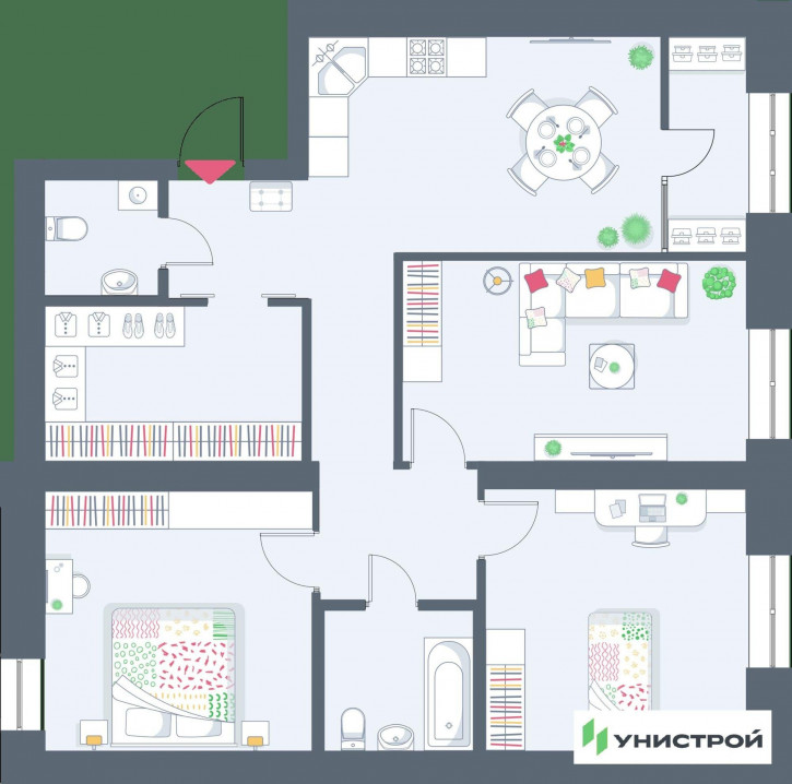 3-комн квартира в новом доме Умырзая улица