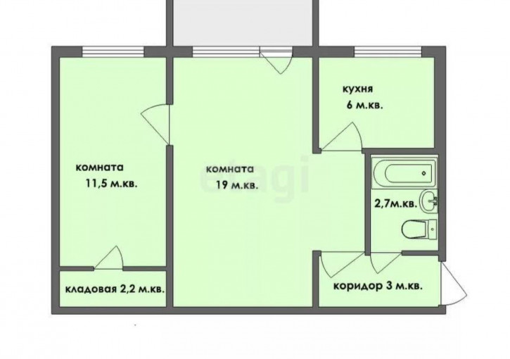 2-комн квартира улица Ульянова