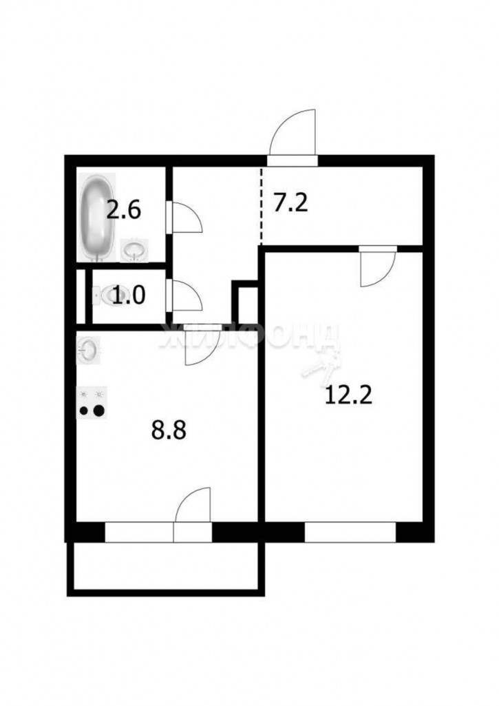 1-комн квартира Громова улица, д.23