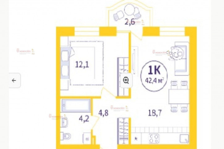 1-комн квартира 22 Партсъезда 3