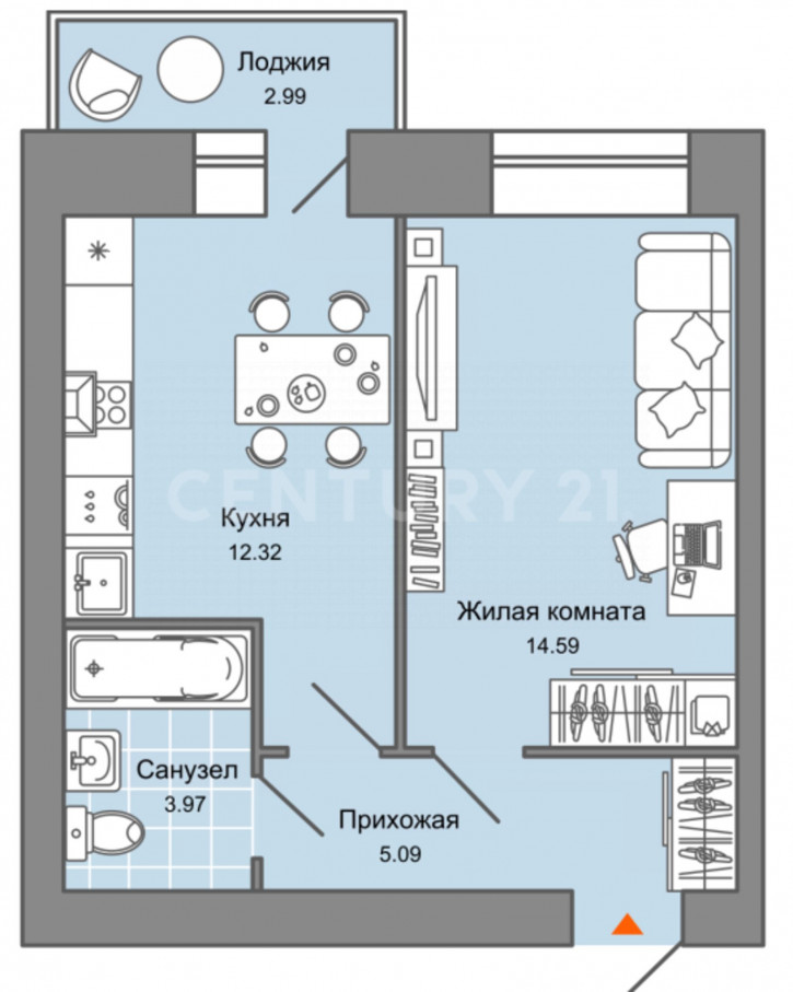 1-комн квартира в новом доме Дзержинского ул.