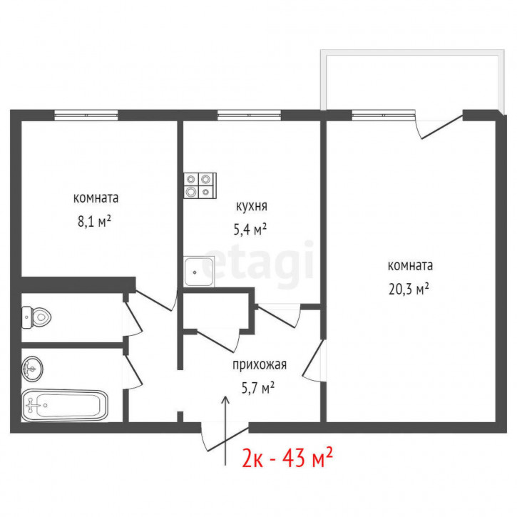 2-комн квартира Садовая, 9