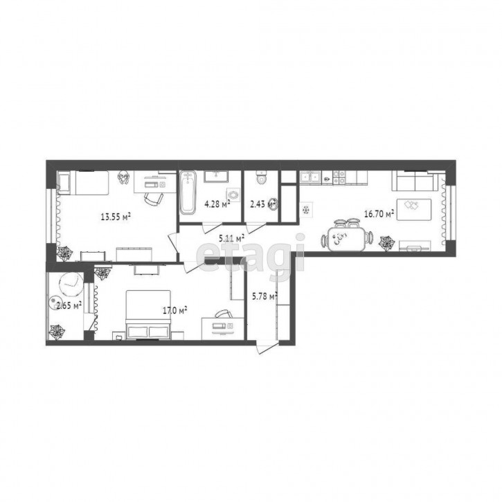 2-комн квартира Разведчика Кузнецова, 7
