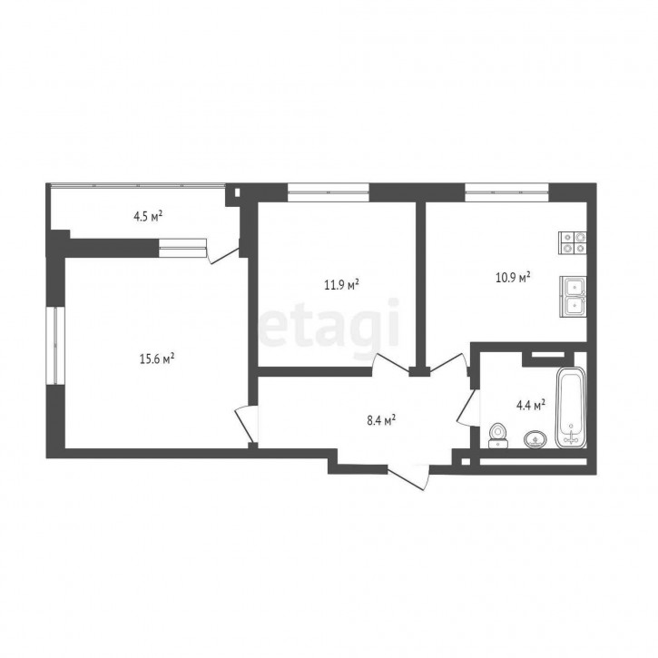 2-комн квартира в новом доме Академическая, 7