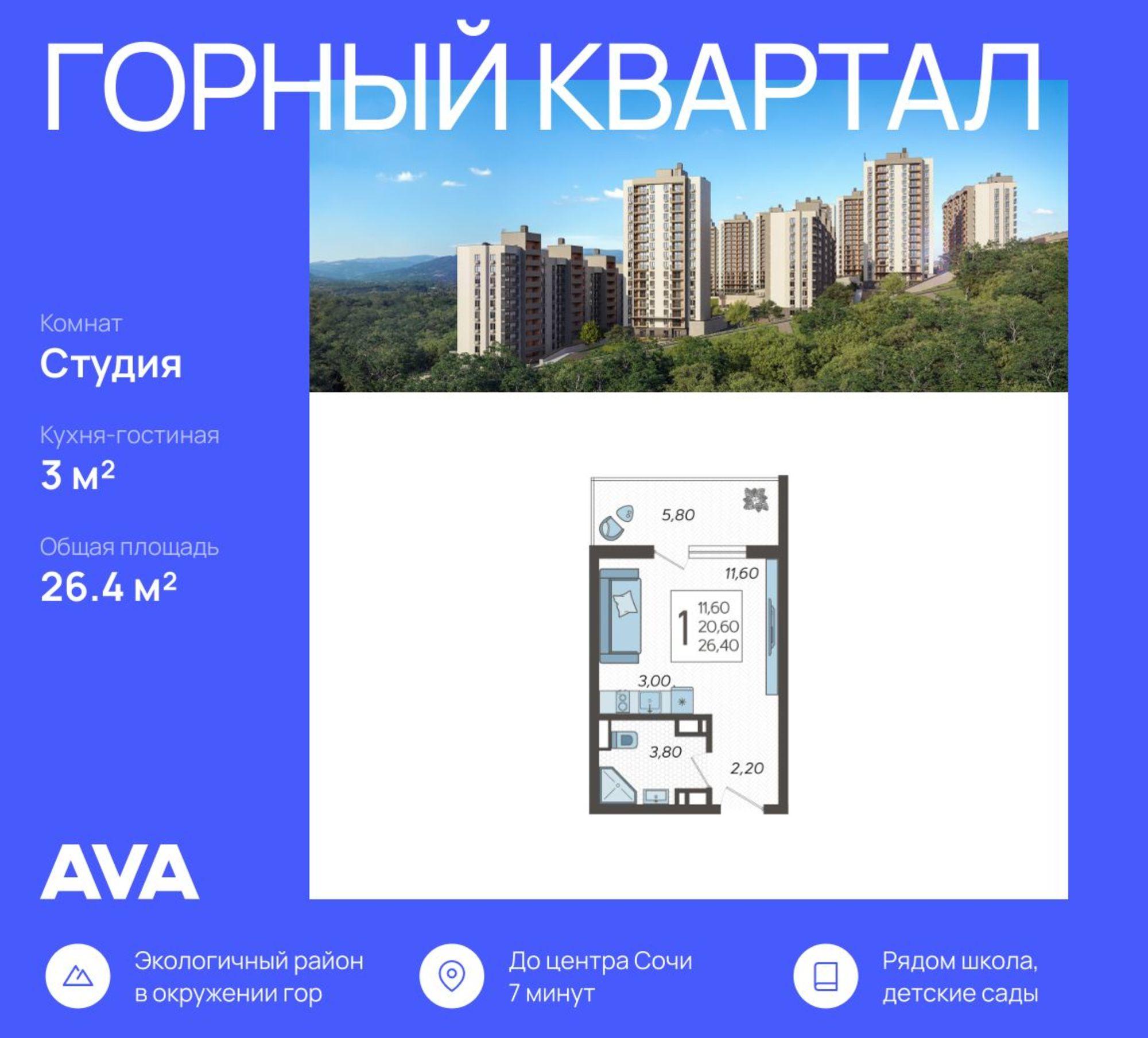 Купить студию за 10 016 200 рублей на Тепличная улица