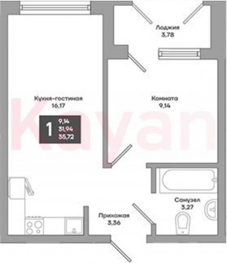 1-комн квартира в новом доме ул 4-я Целиноградская